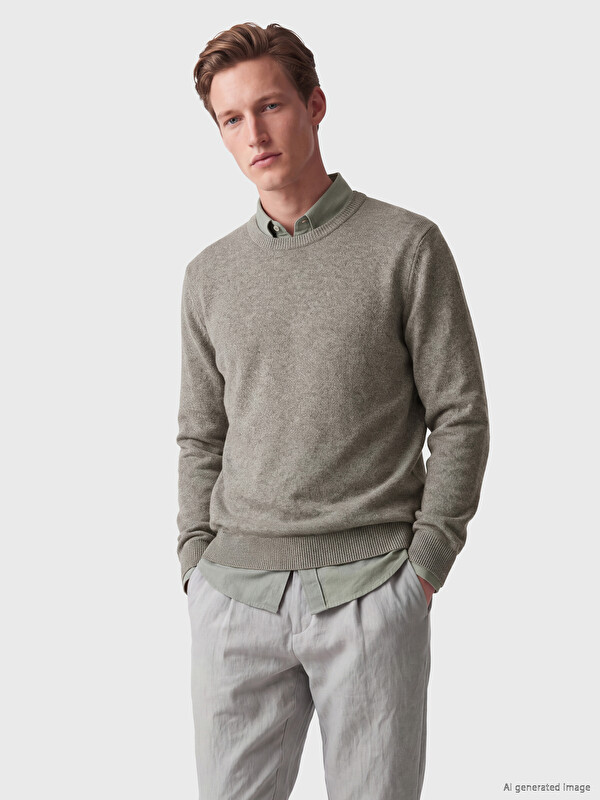 SOUTHBLUE Crew Neck Patterned Men's Knitwear Sweater