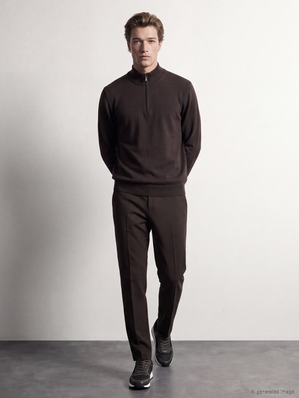 SOUTHBLUE Mock Neck Men's Knitwear Sweater