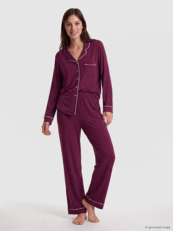 LCW DREAM Set de pijama pentru femei cu guler de cămașă