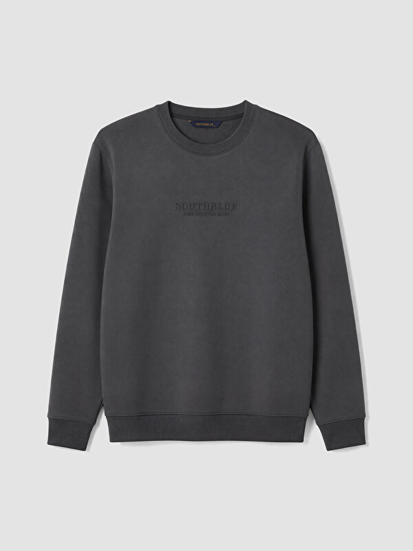 SOUTHBLUE Bisiklet Yaka Nakışlı Erkek Kalın Sweatshirt