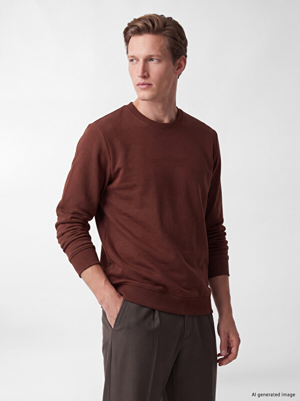 SOUTHBLUE Bisiklet Yaka Kalın Erkek Sweatshirt