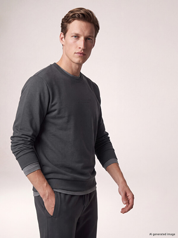 SOUTHBLUE Crew Neck Embroidered Men's Thick Sweatshirt