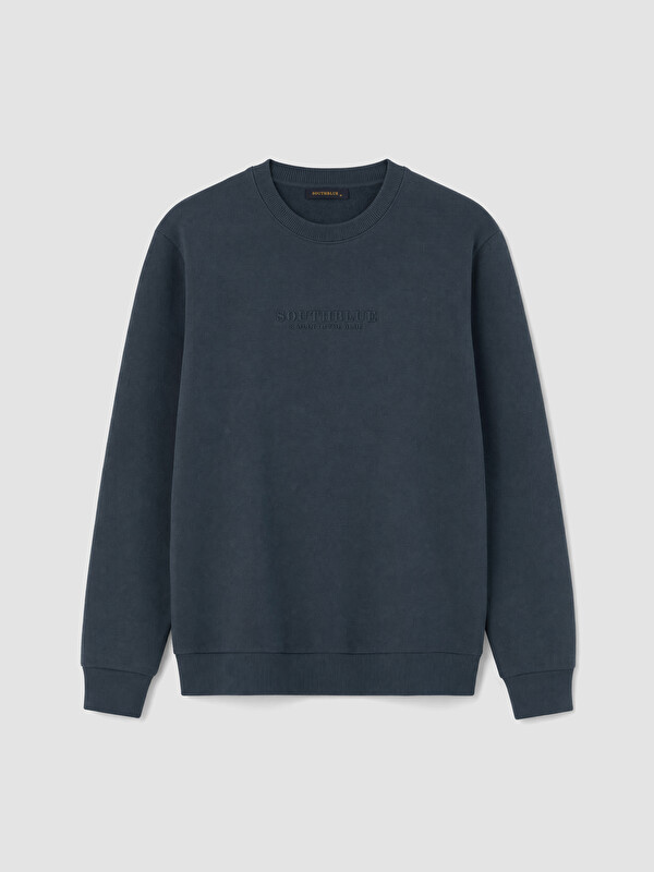 SOUTHBLUE Bisiklet Yaka Nakışlı Erkek Kalın Sweatshirt