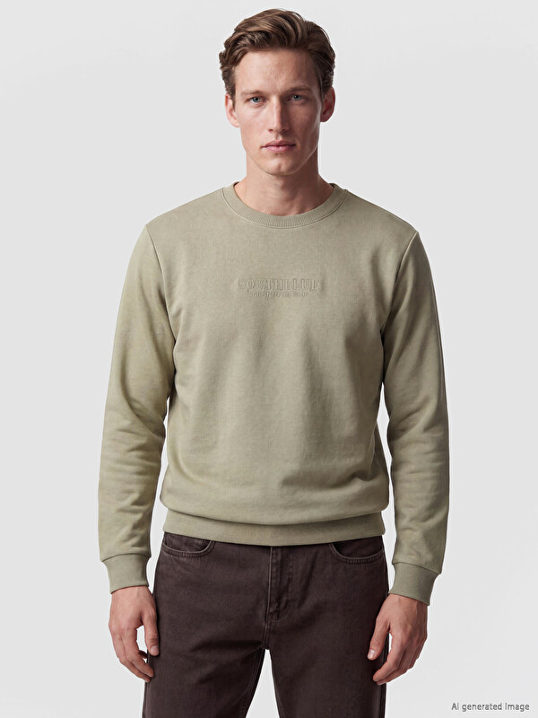 SOUTHBLUE Bisiklet Yaka Erkek Kalın Sweatshirt
