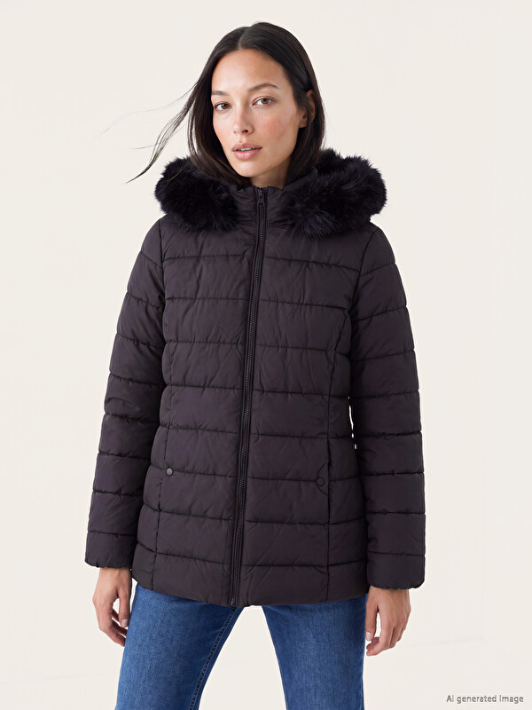 LCW EVERYDAY Pallto puffer me kapuç me lesh midi për gra