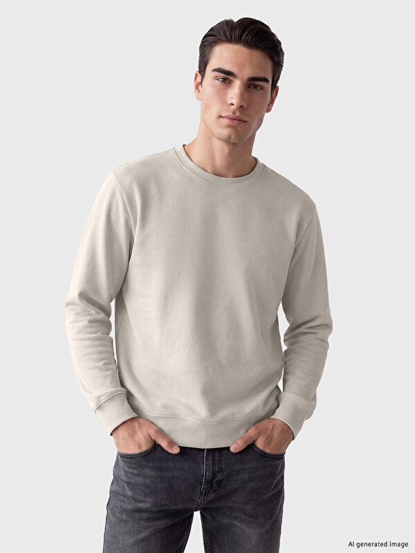 LCWAIKIKI Classic Man Beige Sweatshirt