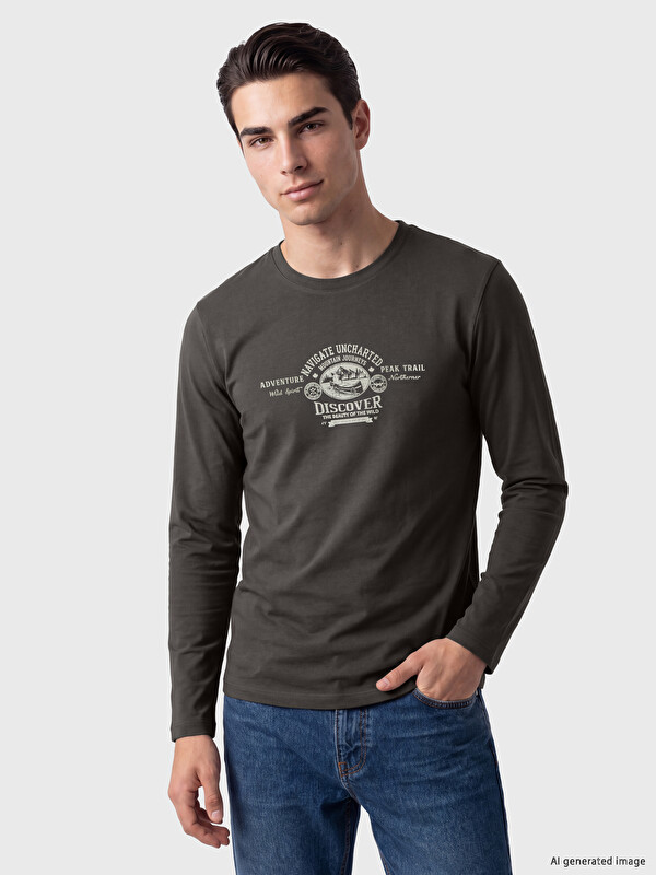 LCWAIKIKI Classic Crew Neck Printed Men's Sweatshirt