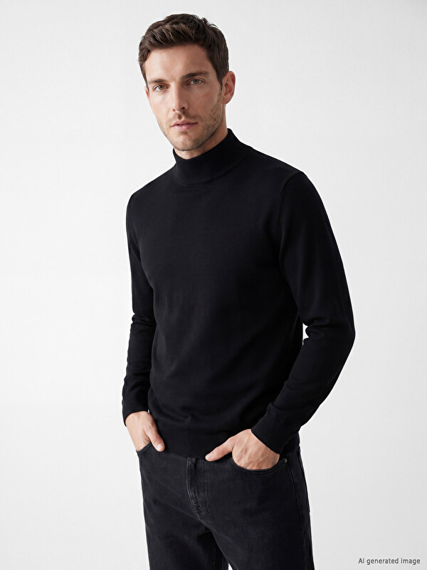 LCWAIKIKI Classic Mock Neck Men's Knitwear Sweater