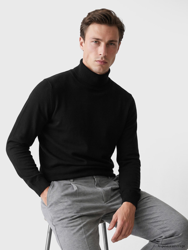 LCWAIKIKI Classic Mock Neck Men's Knitwear Sweater