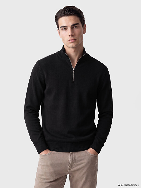LCWAIKIKI Classic Mock Neck Men's Knitwear Sweater