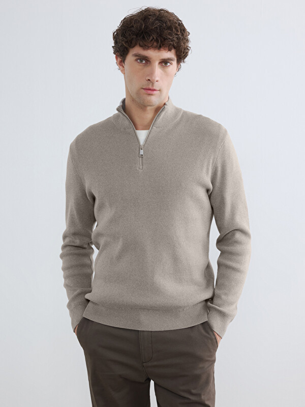 LCWAIKIKI Classic Mock Neck Men's Knitwear Sweater