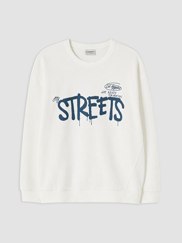 LCW Kids Bisiklet Yaka Los Angeles Baskılı Erkek Çocuk Sweatshirt