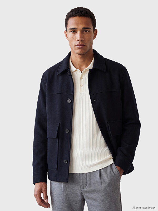 LCW Vision Regular Fit Shirt Collar Men's Melton Coat