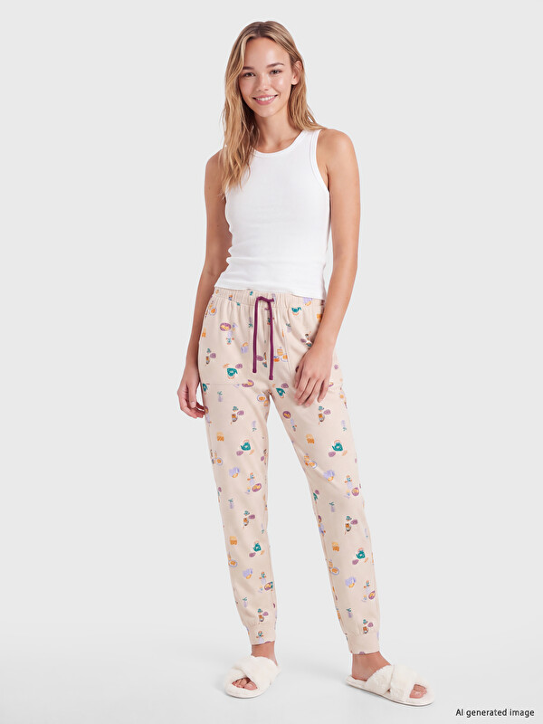 LCW DREAM Elastic Waist Patterned Women's Pyjamas Bottoms