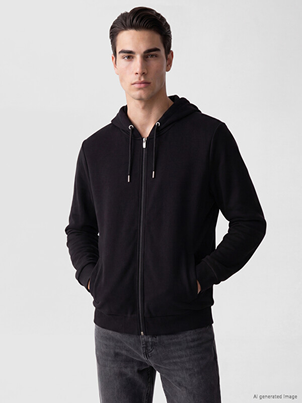 LCWAIKIKI Classic Kapüşonlu Erkek Fermuarlı Sweatshirt