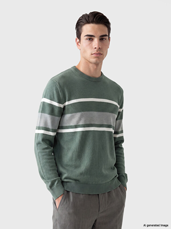 LCWAIKIKI Classic Man Green Sweater