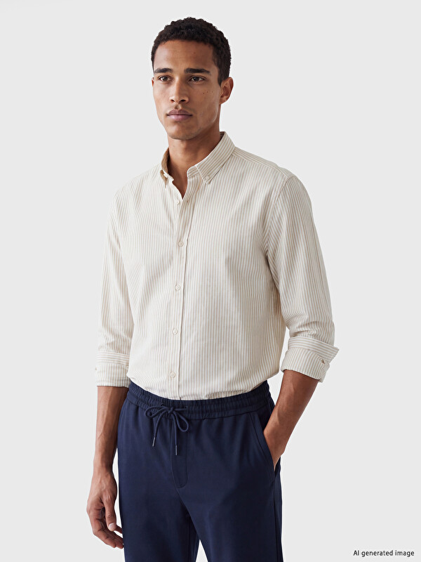 LCW Vision Regular Fit Striped Dobby Men's Shirt