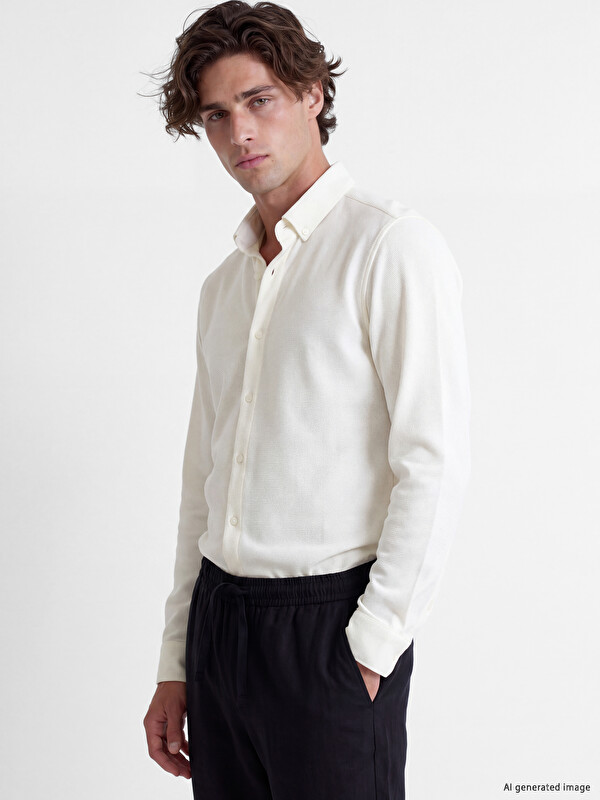 LCW Vision Slim Fit Dokulu Erkek Gömlek