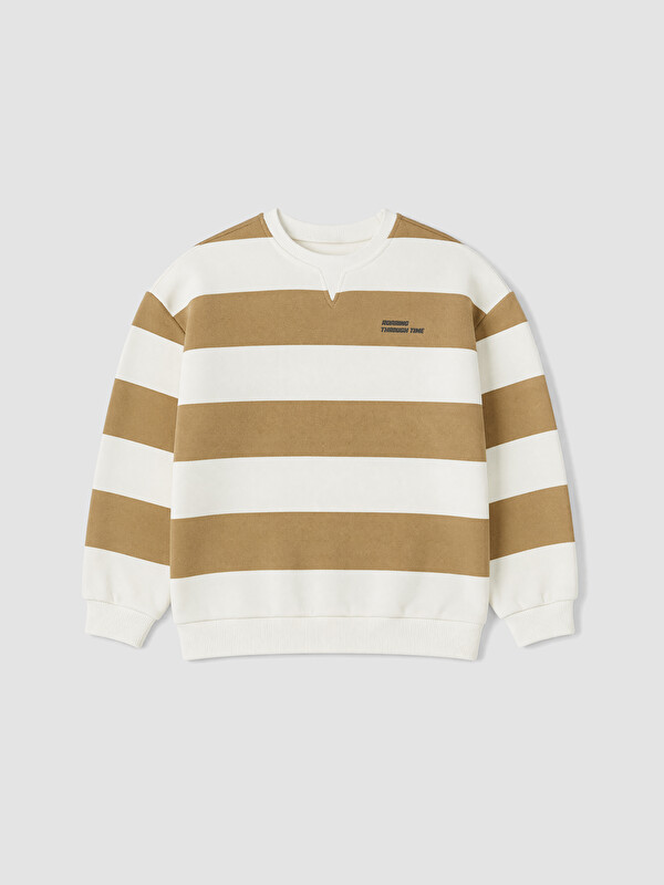 LCW baby Bisiklet Yaka Çizgili Erkek Çocuk Sweatshirt