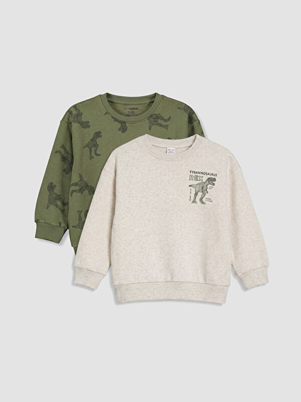 LCW Kids Dinozor Baskılı Erkek Çocuk Sweatshirt 2'li