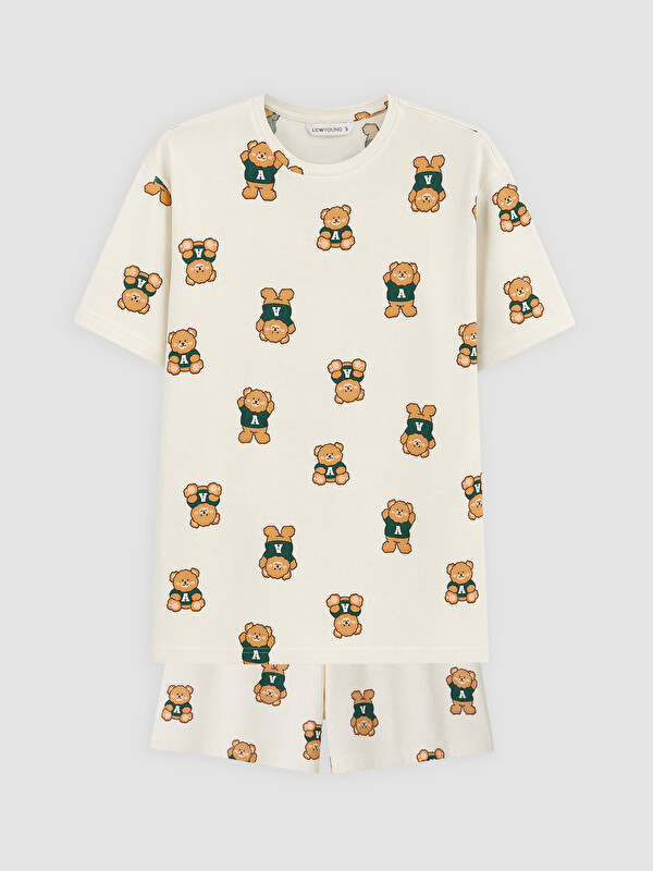 LCW Young Bear Printed Women's Shortie Pyjamas Set