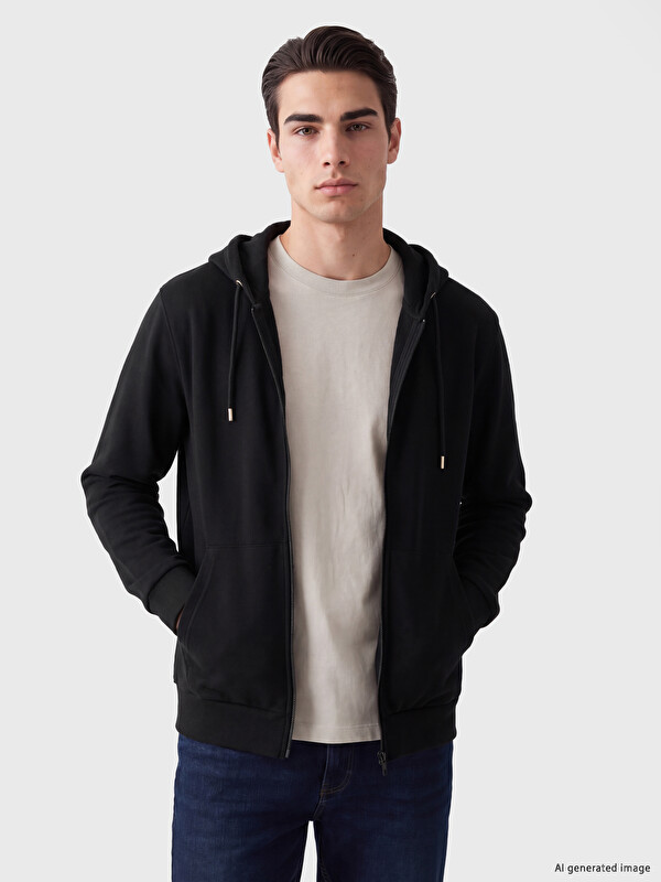 LCWAIKIKI Classic Hooded Men's Zip-Up Sweatshirt