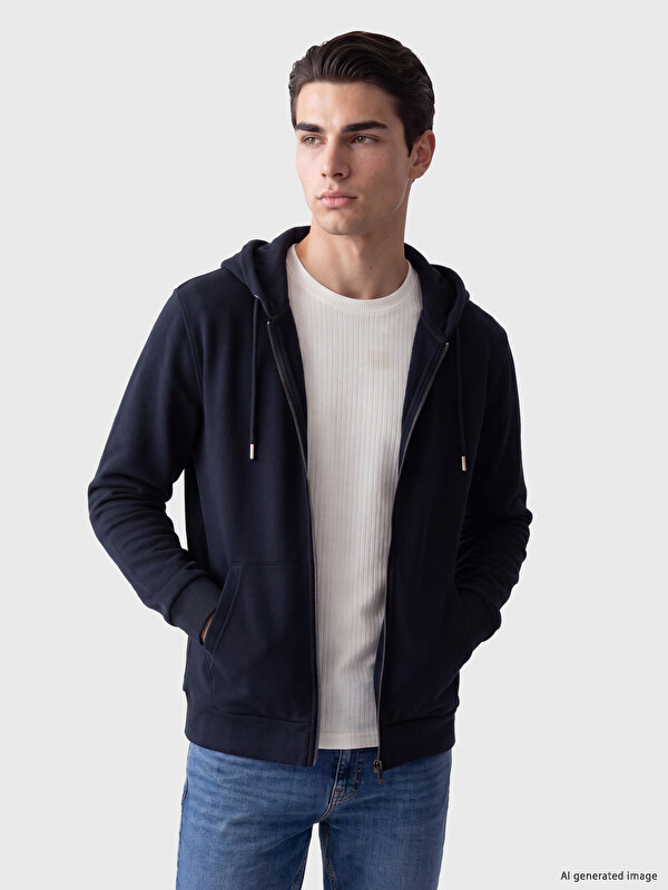 LCWAIKIKI Classic Hooded Men's Zip-Up Sweatshirt