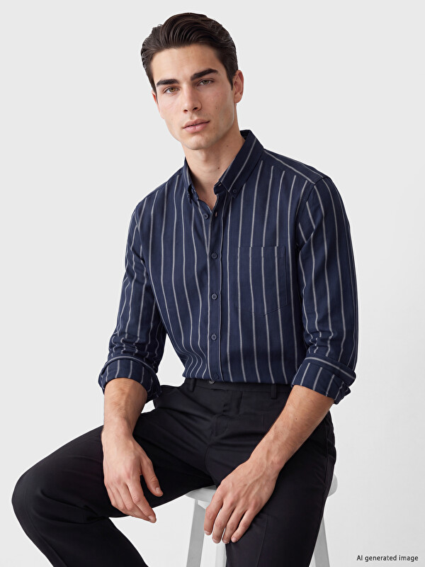 LCWAIKIKI Classic Regular Fit Striped Oxford Men's Shirt