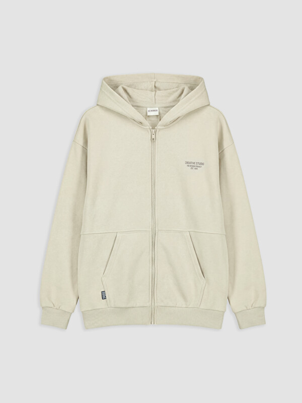 LCW Kids Kapüşonlu Erkek Çocuk Fermuarlı Sweatshirt