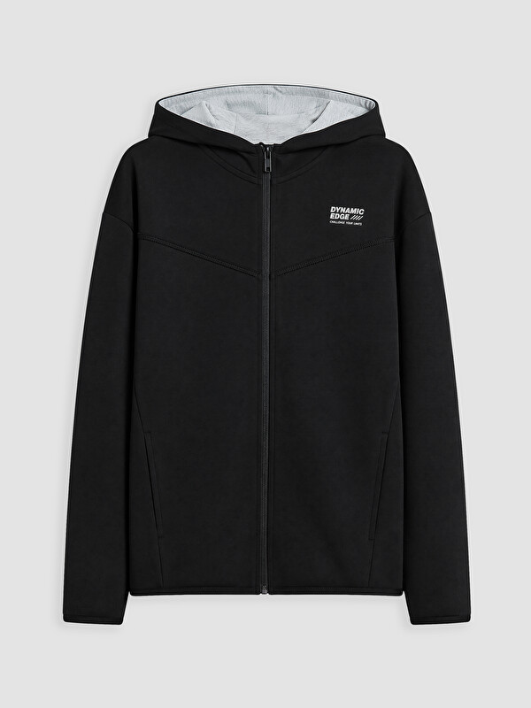 LCW Kids Kapüşonlu Baskılı Erkek Çocuk Fermuarlı Sweatshirt