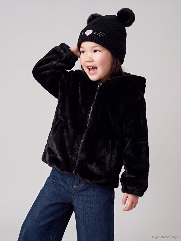 LCW Kids капюшонды қыздарға арналған жасанды тері күртеше