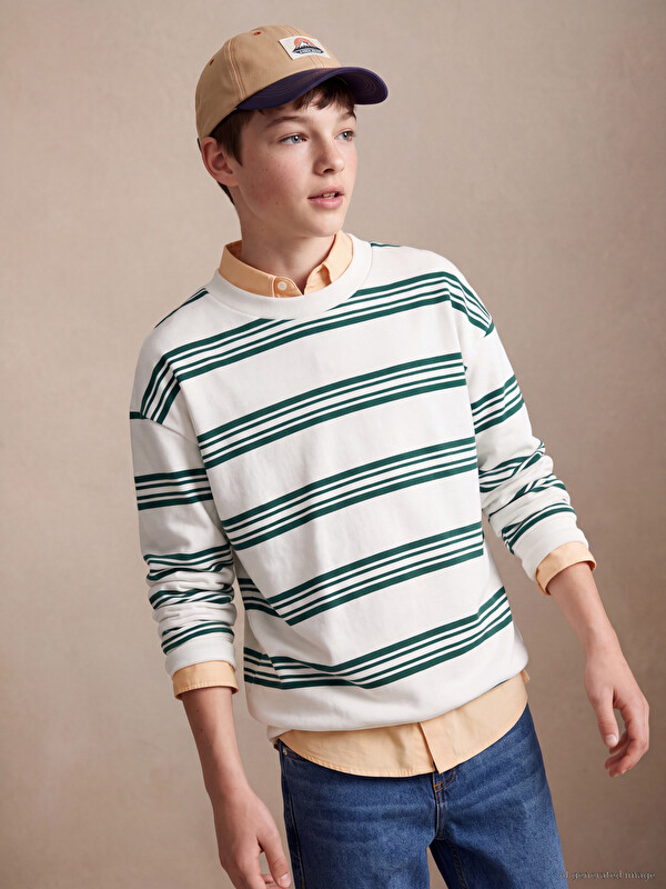 LCW Kids Crew Neck Striped Long Sleeve Boys' T-shirt