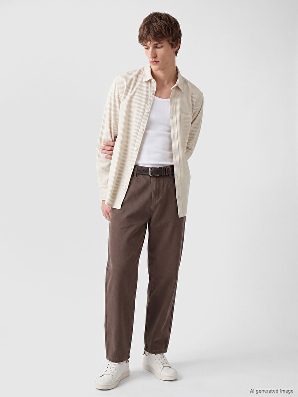 XSIDE Regular Fit Çizgili Poplin Erkek Gömlek
