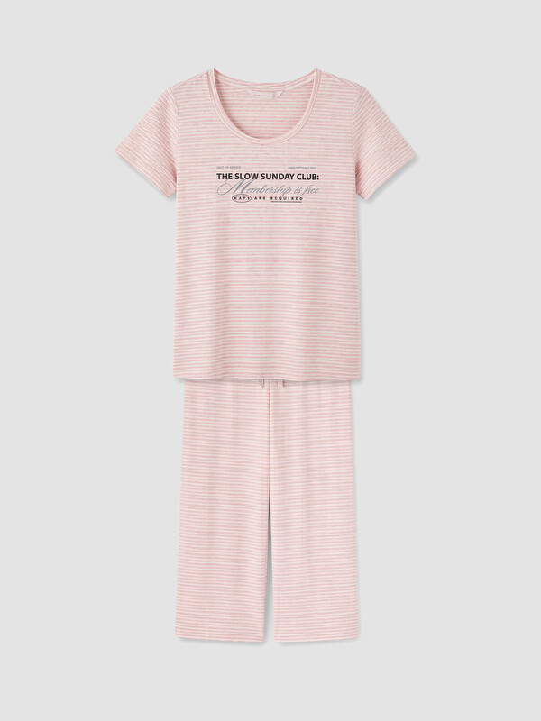 LCW DREAM Bisiklet Yaka Baskılı Kadın Kaprili Pijama Takımı