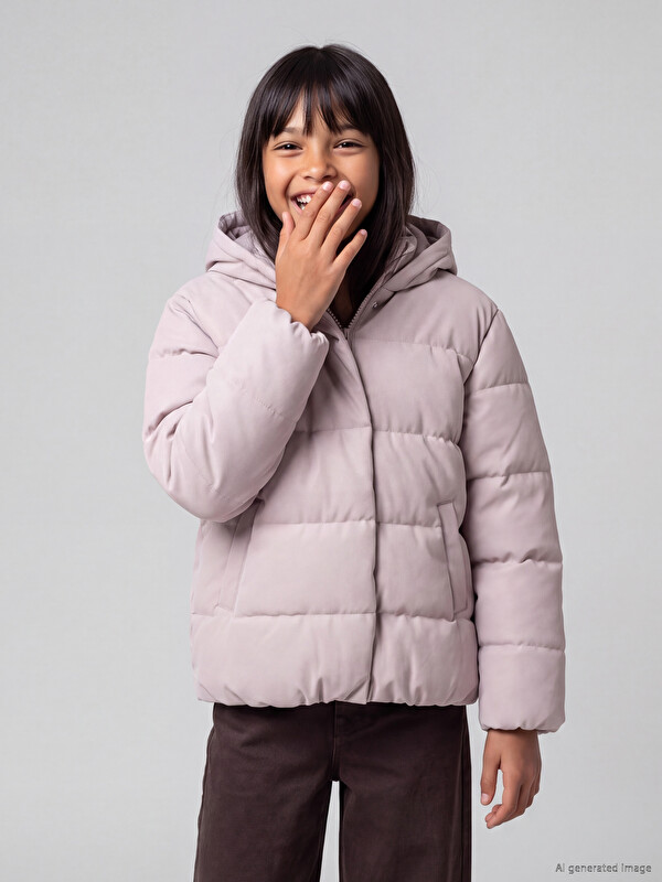 LCW Kids Kapüşonlu Kız Çocuk Şişme Mont