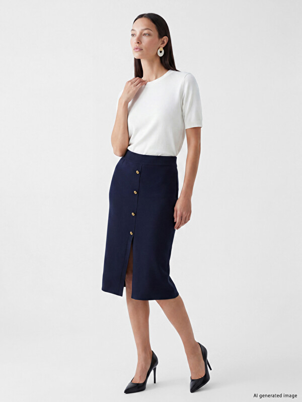 LCWAIKIKI Classic Woman Navy Skirt