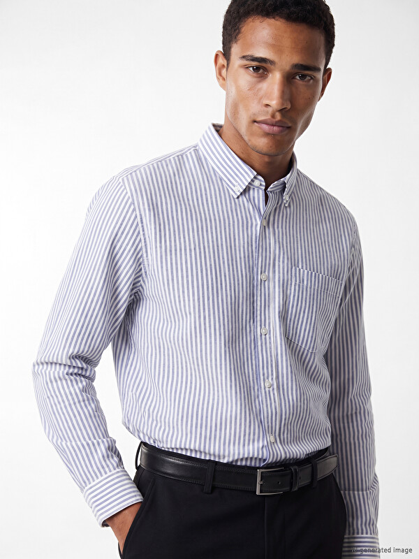LCW Vision Regular Fit Striped Oxford Men's Shirt