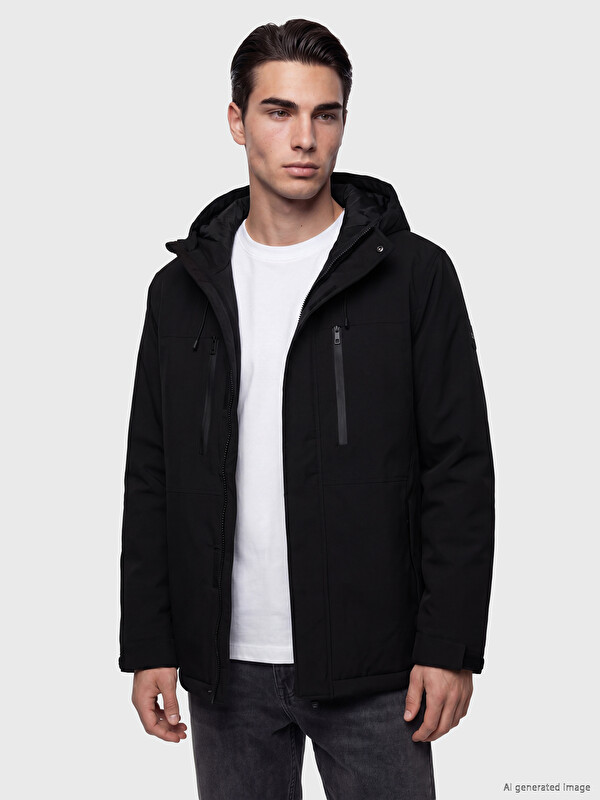 LCWAIKIKI Classic Standard Fit Hooded Men's Puffer Coat
