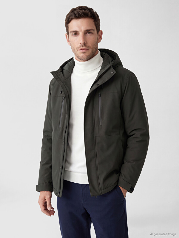 LCWAIKIKI Classic Standard Fit Hooded Men's Puffer Coat