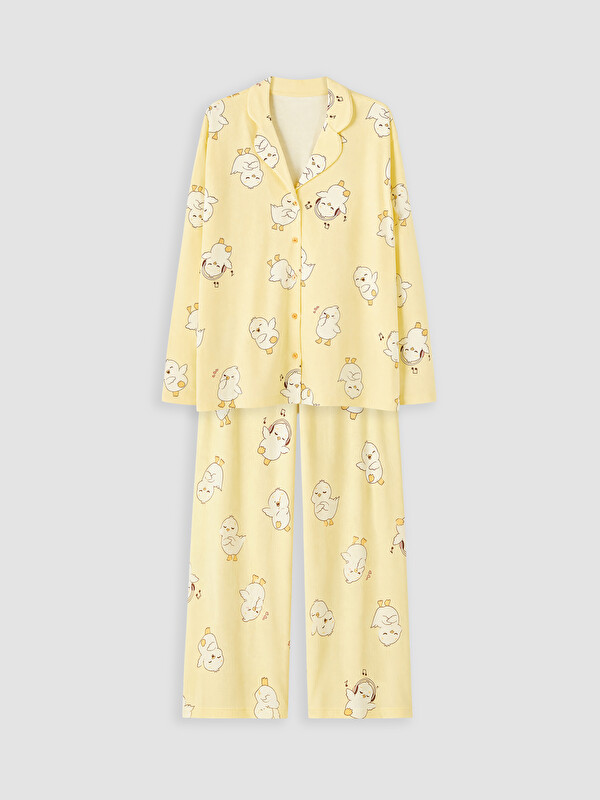 LCW Young Woman Yellow Pyjama Set