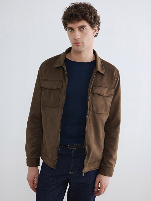 LCWAIKIKI Classic Regular Fit Gömlek Yaka Erkek Süet Mont