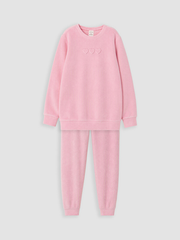 LCW Kids Patterned Velvet Girls' Pyjamas Set