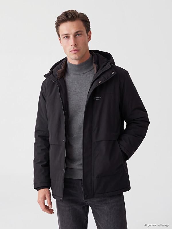 LCWAIKIKI Classic Regular Fit Kapüşonlu Erkek Şişme Mont