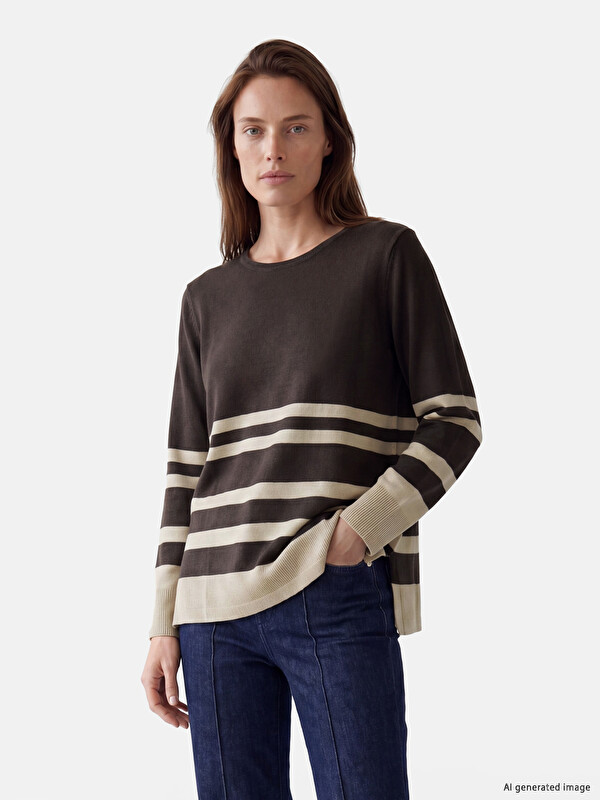 LCW Grace Crew Neck Striped Women's Knitwear Sweater