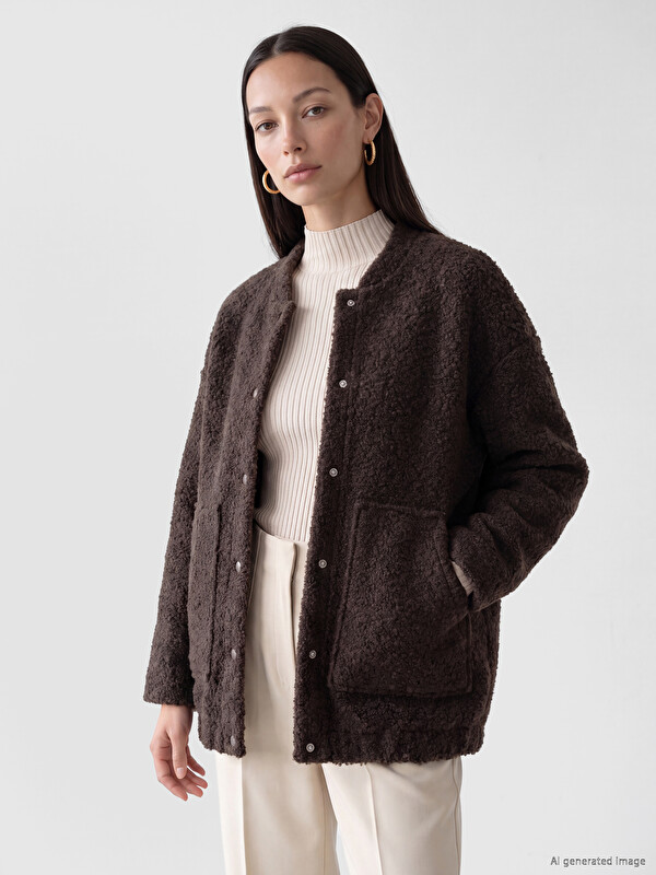 LCW EVERYDAY Oversize Kadın Bomber Kaşe Kaban
