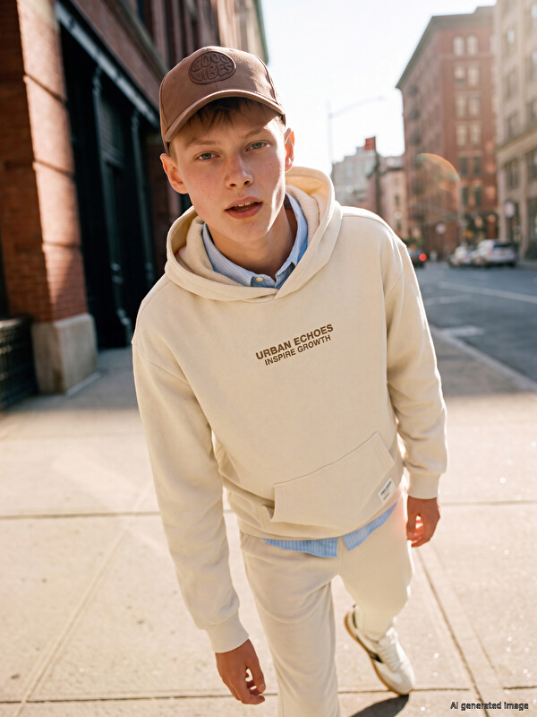 LCW Kids Text Printed Boys' Tracksuit Set