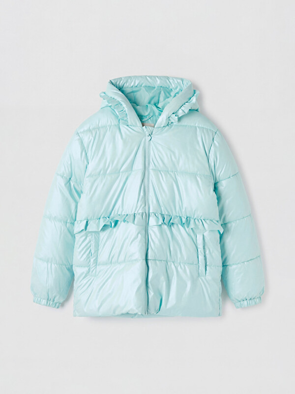 LC WAIKIKI Hooded Ruffle Detailed Girls' Puffer Coat