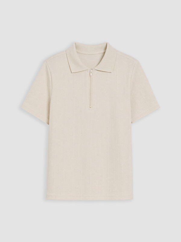 LCW Kids Zippered Polo Collar Boys' T-Shirt