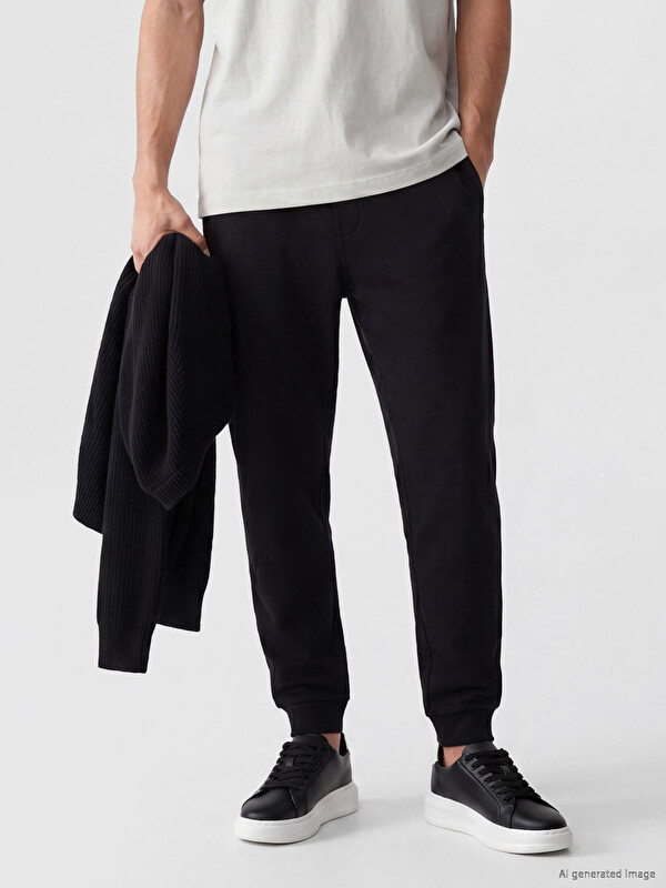 LCWAIKIKI Classic Man Black Jogger Sweatpants
