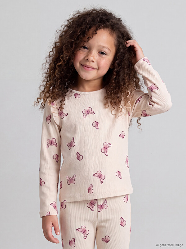 LCW Kids Девочки Экрю Футболка